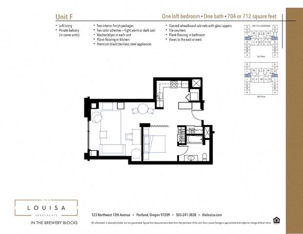 Studio F Floor Plan Studio F Floor Plan at The Louisa Apartments in Portland, Oregon